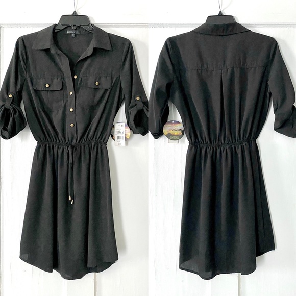 Bebop Black Shirt Pocket Dress - Picture 2 of 11
